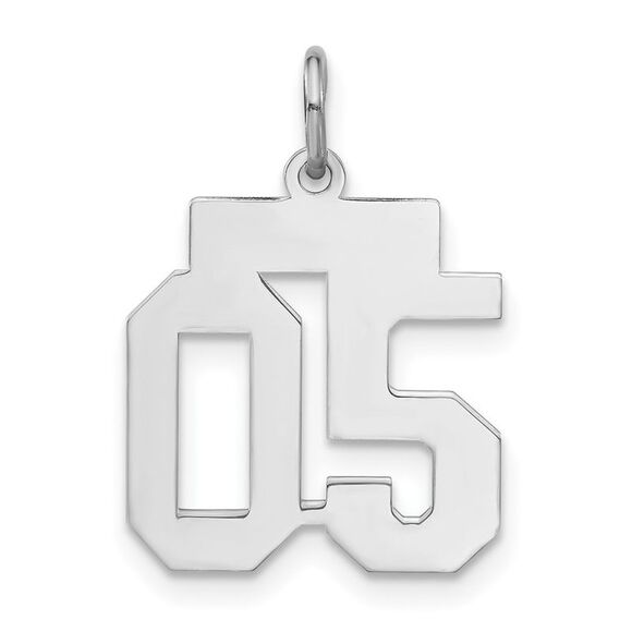 Sterling Silver, Athletic Collection, Small Polished Number 05 Pendant - Picture 1 of 5